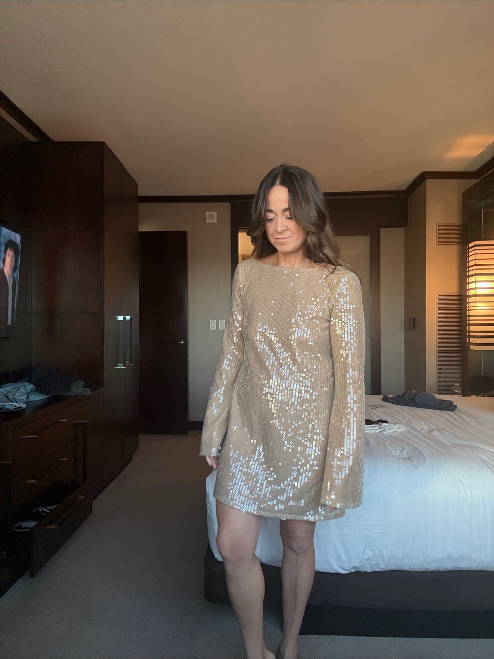 Reformation Gold Sequin Mini Dress
